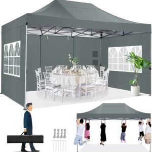 10x15 Pop up Canopy Tent Heavy Duty Gazebo with 4 Sidewalls,UPF 50+ All Weather Waterproof Commercial Outdoor Wedding Party Tent