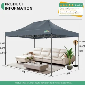10x15 Pop up Canopy Tent Heavy Duty Gazebo with 4 Sidewalls,UPF 50+ All Weather Waterproof Commercial Outdoor Wedding Party Tent