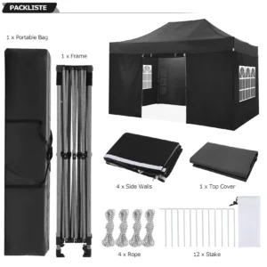 10x15 Pop up Canopy Tent Heavy Duty Gazebo with 4 Sidewalls,UPF 50+ All Weather Waterproof Commercial Outdoor Wedding Party Tent