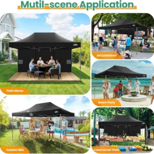 10x15 Pop up Canopy Tent Heavy Duty Gazebo with 4 Sidewalls,UPF 50+ All Weather Waterproof Commercial Outdoor Wedding Party Tent