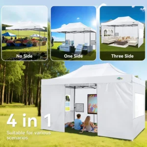10x15 Pop up Canopy Tent Heavy Duty Gazebo with 4 Sidewalls,UPF 50+ All Weather Waterproof Commercial Outdoor Wedding Party Tent