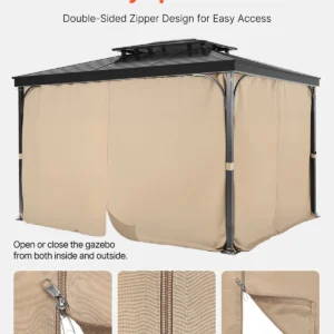 SucceBuy Gazebo Curtains 4-Panel Sidewall Gazebo Privacy Curtains with Zippers Universal Sunshade Curtains Replacement for Patio
