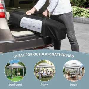 11x11 Pop Up Gazebo Canopy Instant Sun Shade Tent 4 Sandbags 2 Tier Roof Mesh Netting Lawn Garden Deck, Custom