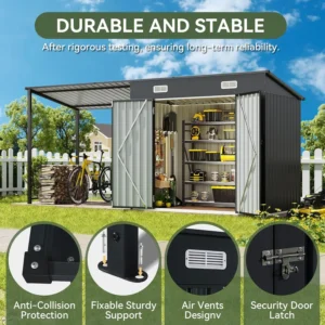 Outdoor Storage Shed & Gazebo Combo, 6x4FT Metal Lean-to Shed with Pergola, Garden Patio Backyard, 12x4FT, Custom