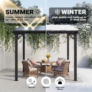 10'x8' Wall-Mounted Lean-To Gazebo, Aluminum Frame & Polycarbonate Hardtop with Sloped Roof, Outdoor Patio Pergola, Customized