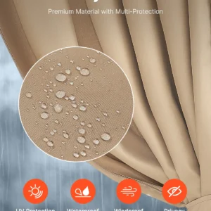 SucceBuy Gazebo Curtains 4-Panel Sidewall Gazebo Privacy Curtains with Zippers Universal Sunshade Curtains Replacement for Patio