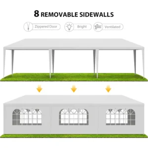 10x30 Party Tent Outdoor Canopy Tents for Parties with 8 Removable Sidewalls Heavy Duty Waterproof Gazebo Shelter for BBQ, Wedd