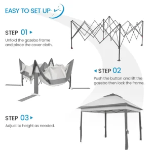 11x11 Pop Up Gazebo Canopy Instant Sun Shade Tent 4 Sandbags 2 Tier Roof Mesh Netting Lawn Garden Deck, Custom
