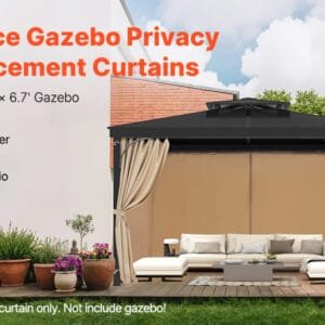 SucceBuy Gazebo Curtains 4-Panel Sidewall Gazebo Privacy Curtains with Zippers Universal Sunshade Curtains Replacement for Patio