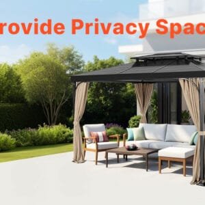 SucceBuy Gazebo Curtains 4-Panel Sidewall Gazebo Privacy Curtains with Zippers Universal Sunshade Curtains Replacement for Patio